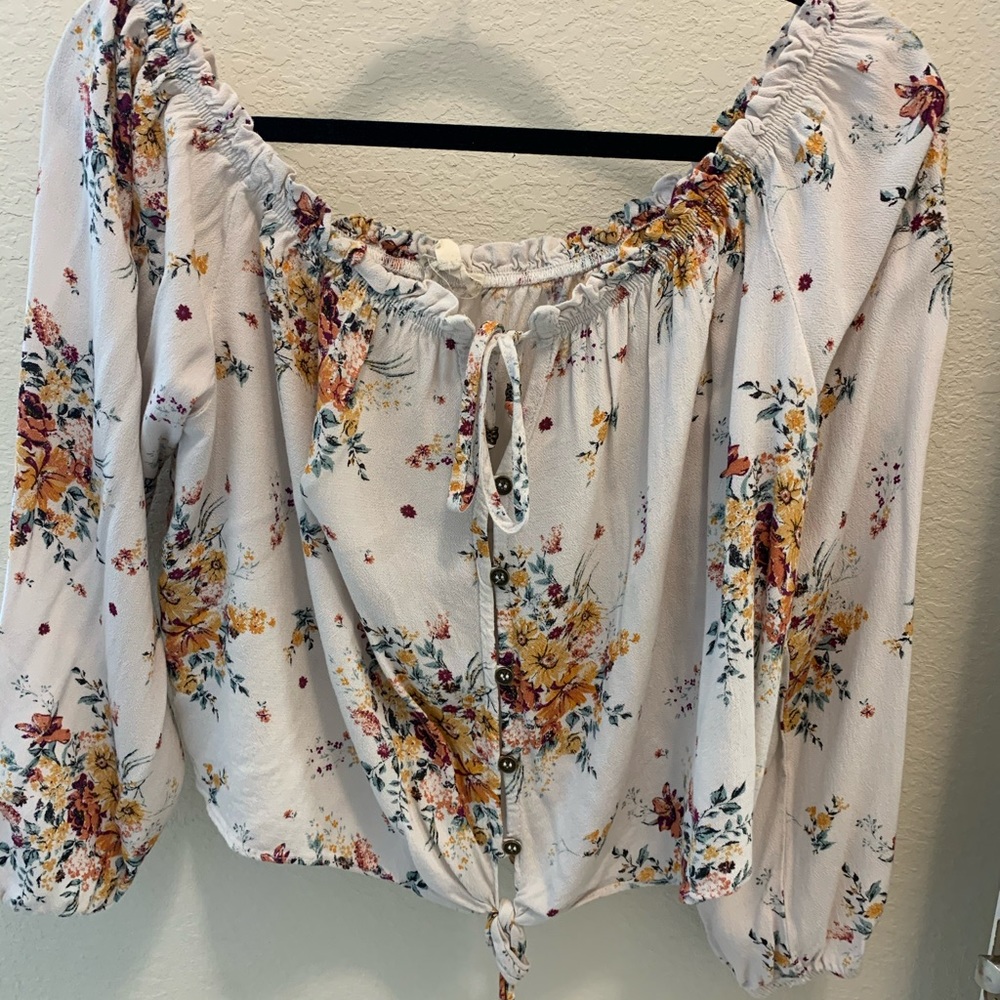 White crop top with flowers